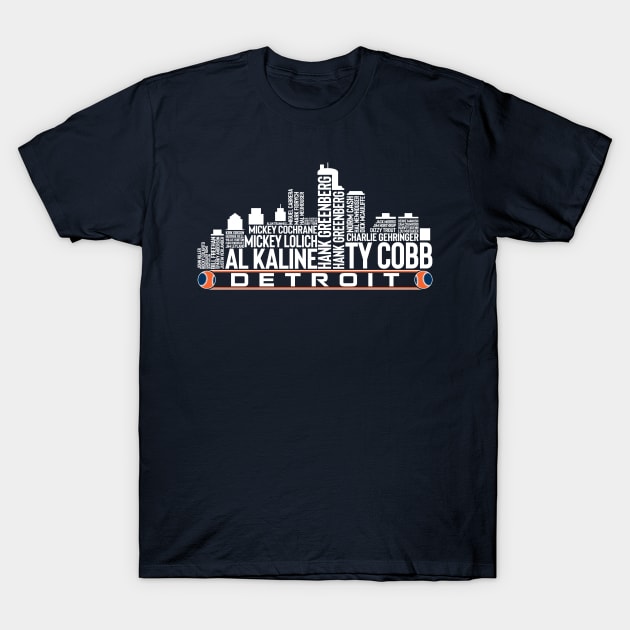 Detroit Baseball Team All Time Legends, Detroit City Skyline T-Shirt by Legend Skyline